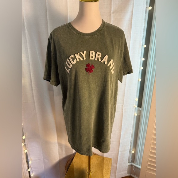 Lucky Brand Green Short Sleeve Tee Classic Crew Neck - Picture 1 of 6